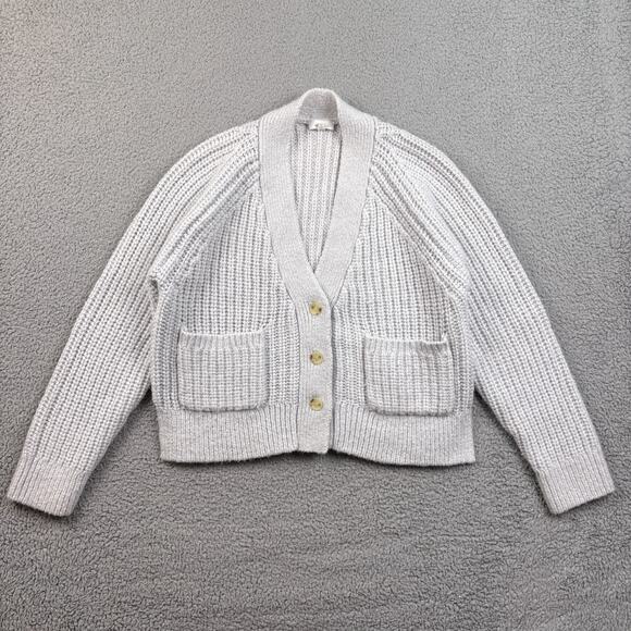 A.L.C. Sweaters - A.L.C. Cardigan Womens Small White Alpaca Wool Ribbed Knit Sweater Pockets